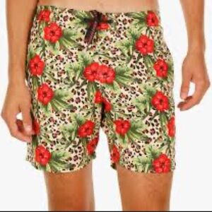 Surf Society Mens Swim Board Shorts Size Medium Floral Tropical Style Summer